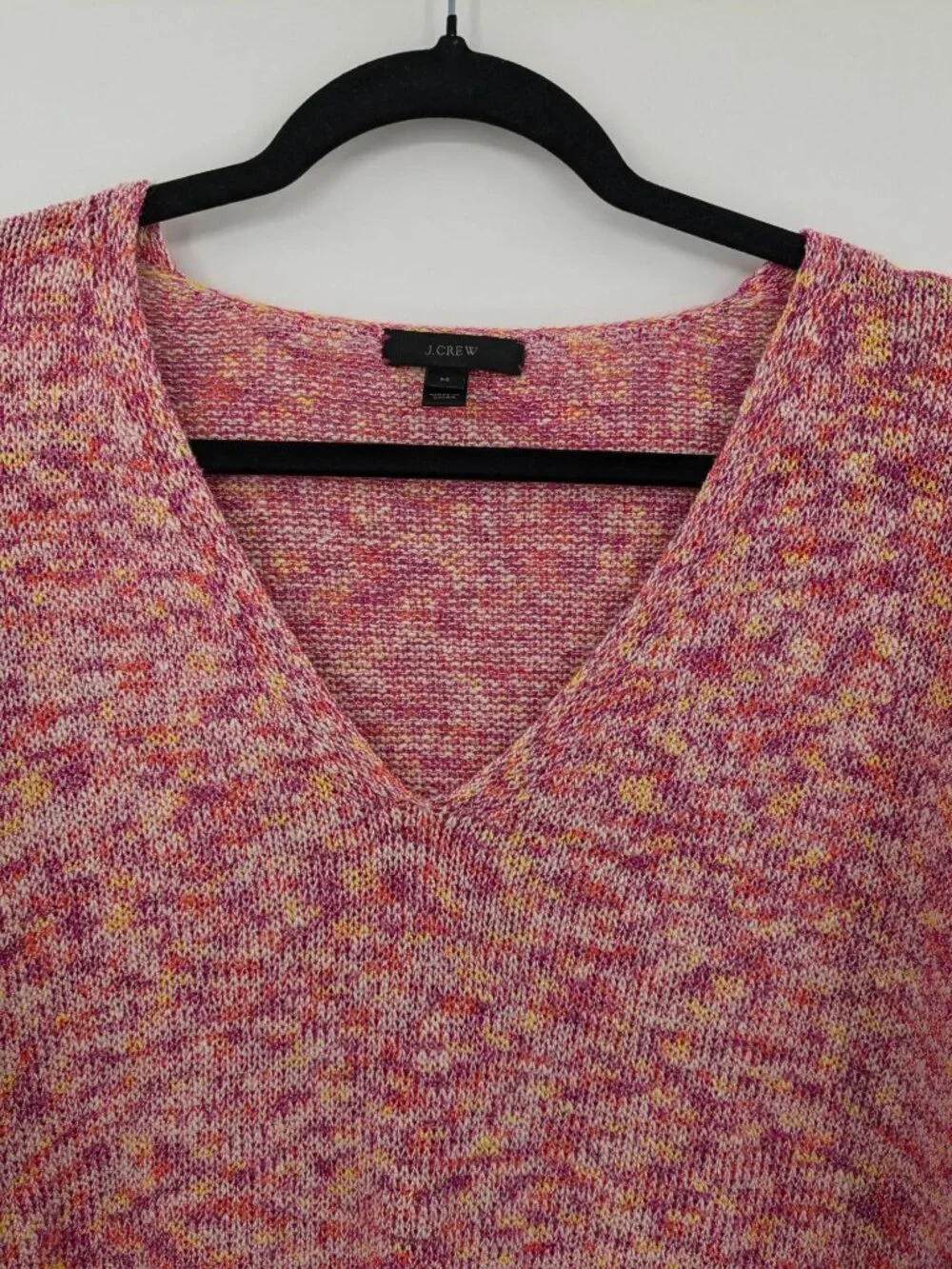 J Crew Marble Knit Sweater V Neck Pullover Bell Sleeve Cottage Casual Y2K Medium